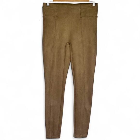 Spanx Women's High Waist Faux Suede Size Leggings S Taupe Camel Brown Microfiber - Picture 12 of 12